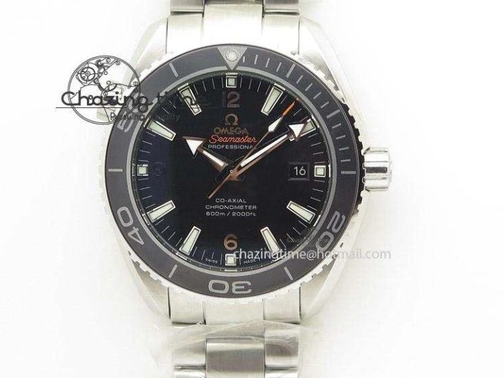 0511 Planet Ocean Master Chrono SS OM 1:1 Best Edition Black Dial On SS Bracelet A9900 V Fashionable 8113